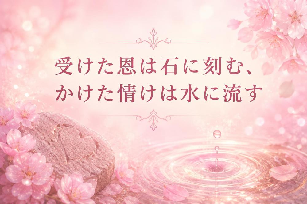 受けた恩は石に刻む、かけた情けは水に流す