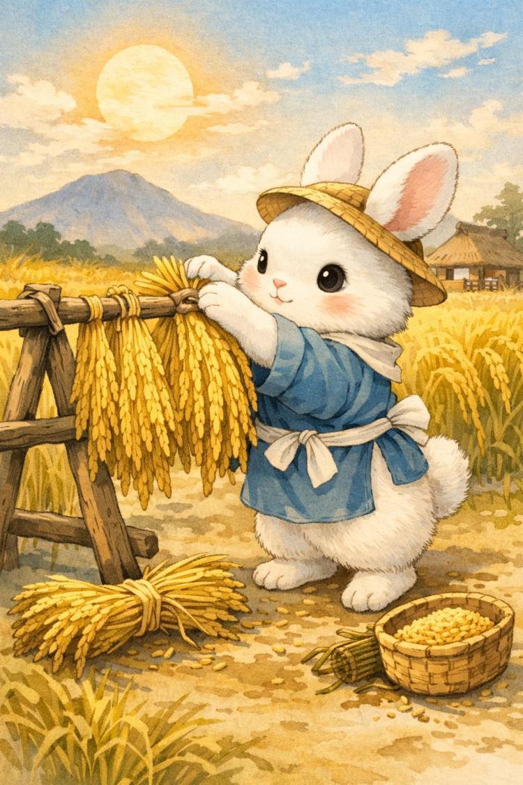 かみの早朝絵日記（TITLE豊穣のうさ）